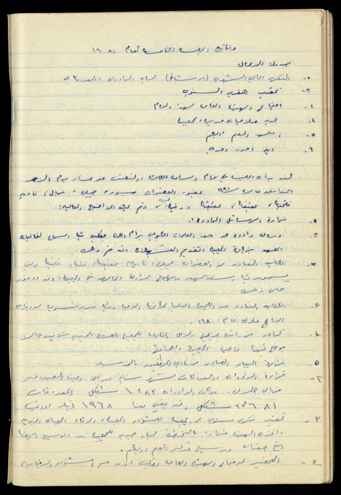 A Meetings' Record of the Administrative and General Bodies of al-Murabitat Charitable Society, Qalqilya, 1974-1980