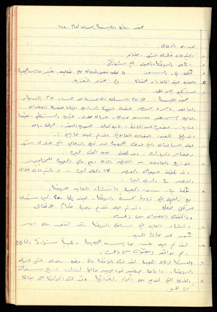 A Meetings' Record of the Administrative and General Bodies of al-Murabitat Charitable Society, Qalqilya, 1974-1980