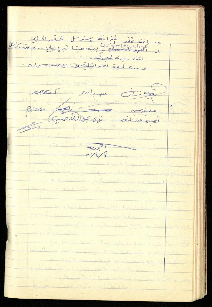 A Meetings' Record of the Administrative and General Bodies of al-Murabitat Charitable Society, Qalqilya, 1974-1980