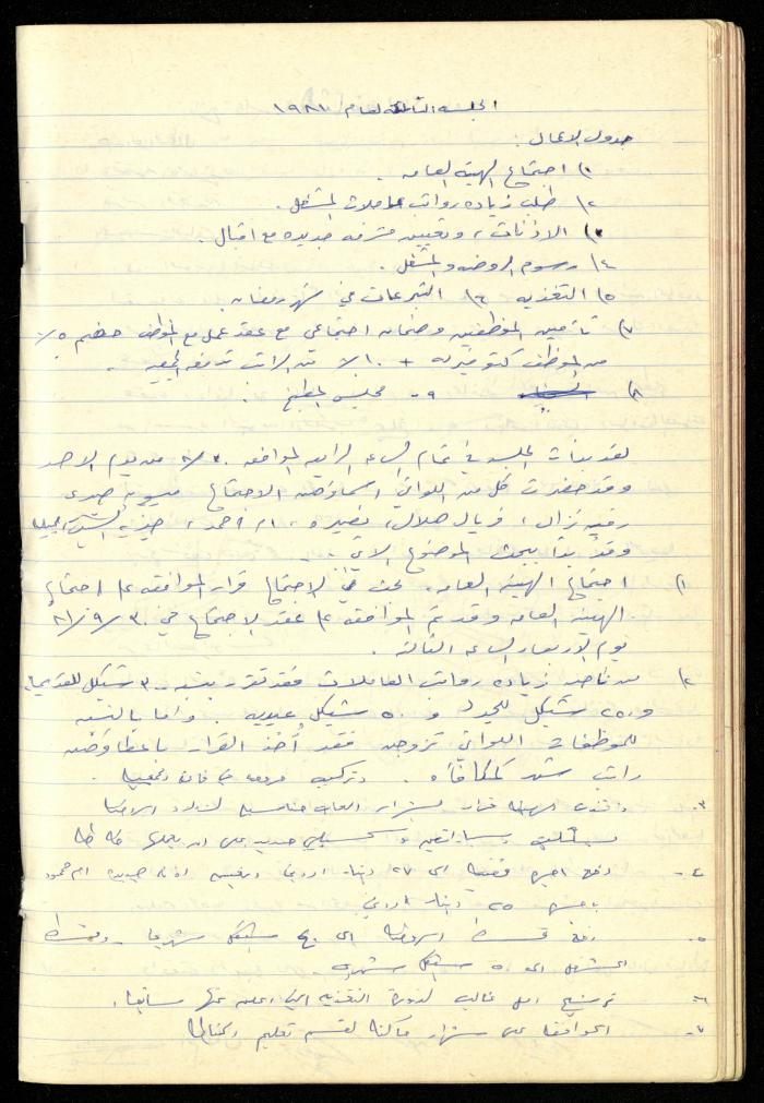 A Meetings' Record of the Administrative and General Bodies of al-Murabitat Charitable Society, Qalqilya, 1974-1980