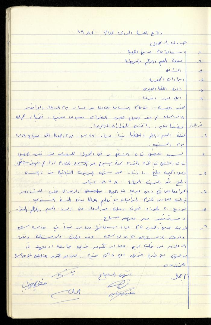 A Record of the Meetings of the al-Murabitat Charitable Society Administrative Committee, Qalqilya, 1982-1990