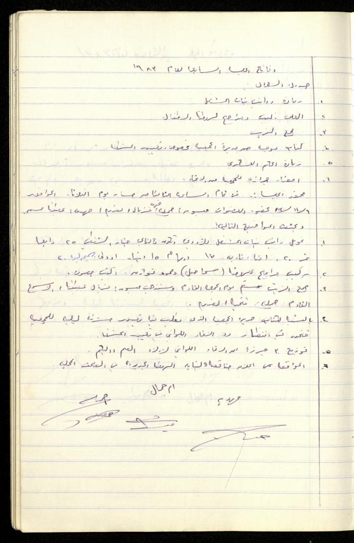 A Record of the Meetings of the al-Murabitat Charitable Society Administrative Committee, Qalqilya, 1982-1990