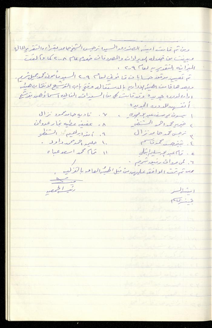 A Record of the Meetings of al-Murabitat Charitable Society General Assembly, Qalqilya, 1981-2016
