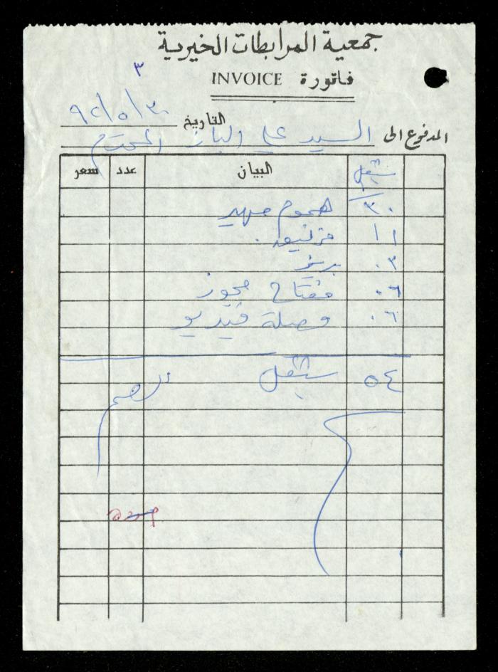 ملف مصروفات الصم من مؤسسة أنيرا، أرشيف جمعية المرابطات الخيرية، 1990-1992