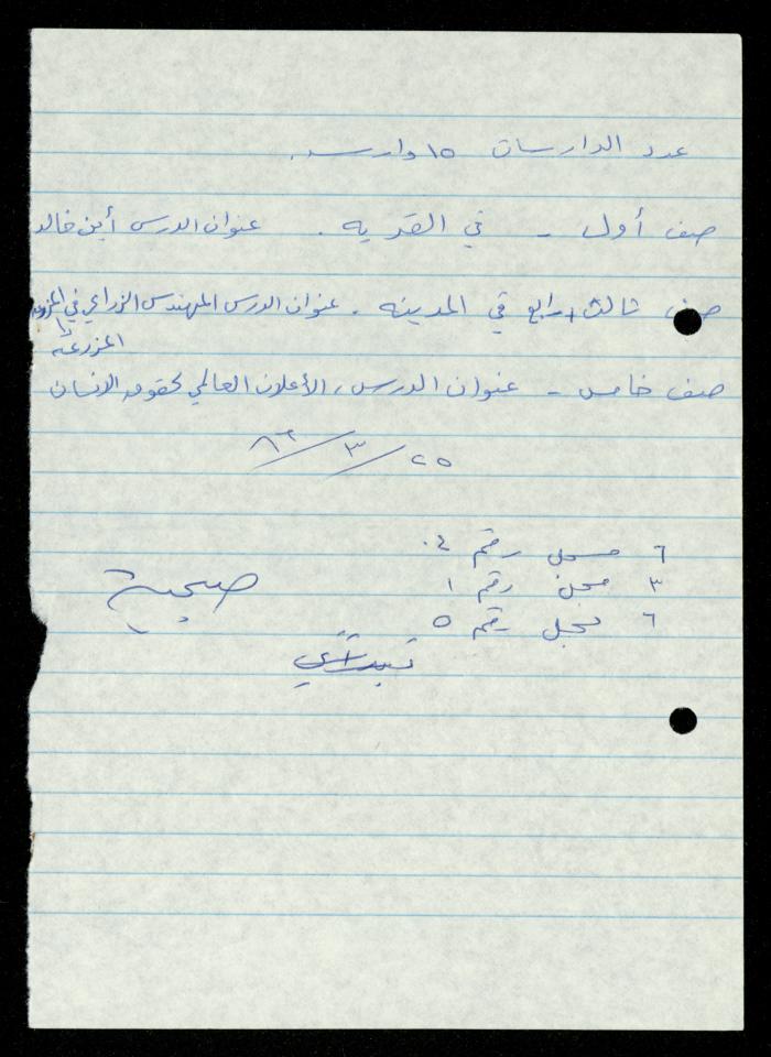 The Illiterate Division File, al-Murabitat Charitable Society, Qaqilya, 1982-1987