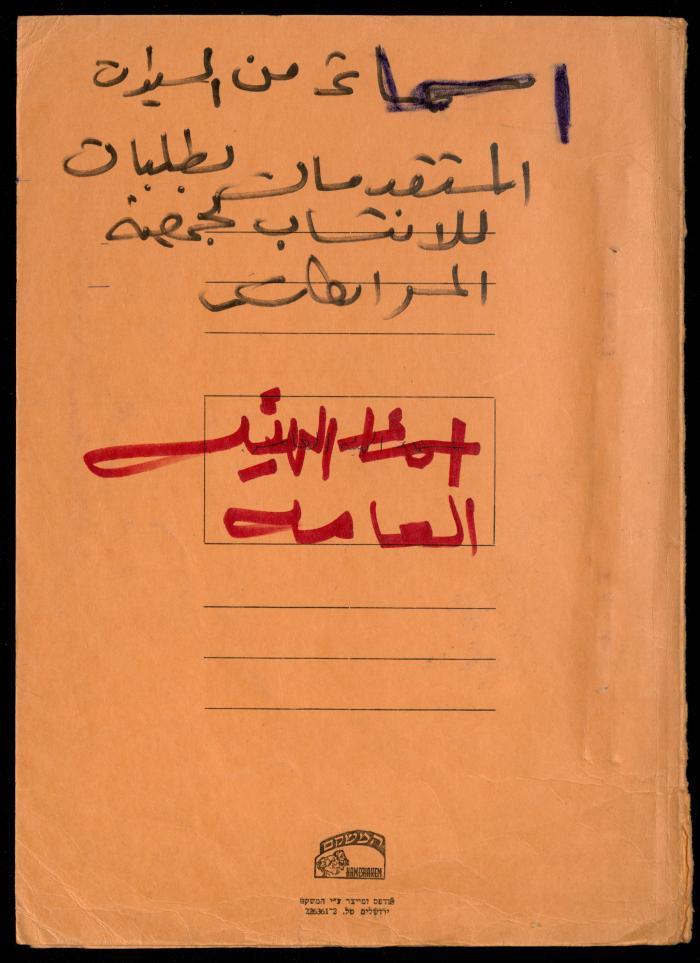 The Names of Women Affiliated with al-Murabitat Charitable Society, Qalqilya, 1987-1997