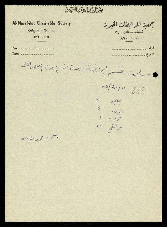 The Kindergarten Department File, al-Murabitat Charitable Society, Qalqilya, 1972-1986