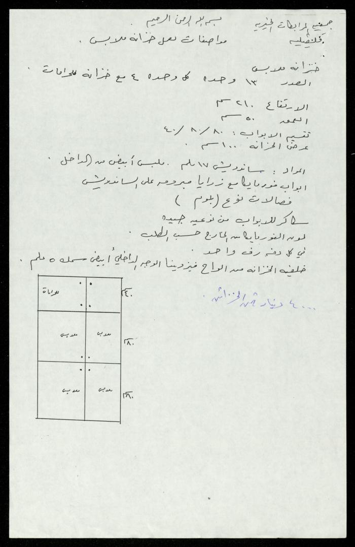 The Cabinets Tender File for the Deaf and Mute, al-Murabitat Charitable Society, Qalqilya, 1994