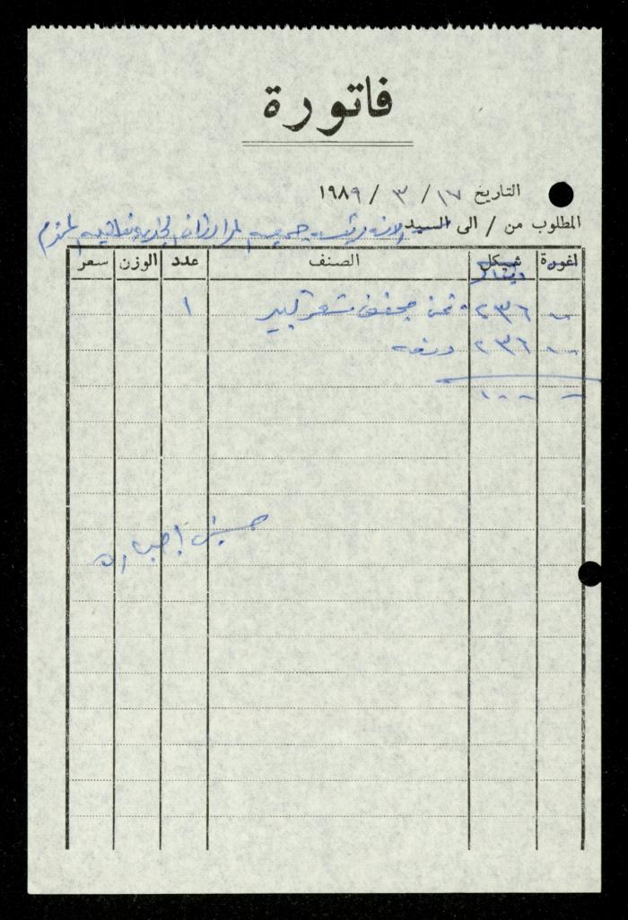 ملف فواتير وسندات قبض وموازنات جمعية المرابطات الخيرية، قلقيلية، 1988-1992