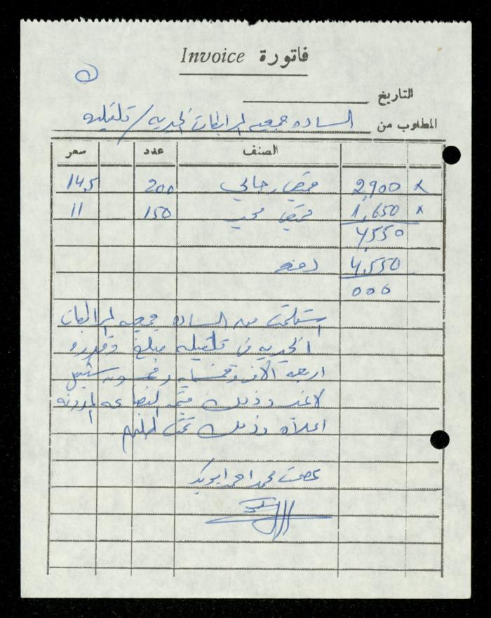 ملف فواتير وسندات قبض وموازنات جمعية المرابطات الخيرية، قلقيلية، 1988-1992