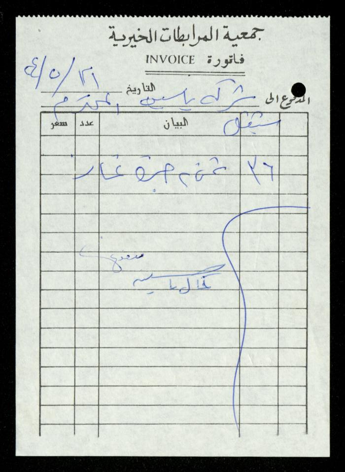 A File of Food Bills, al-Murabitat Charitable Society, Qalqilya, 1994