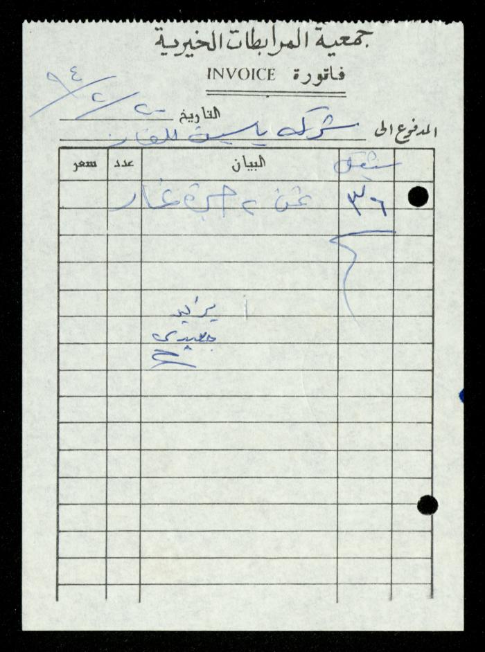 A File of Food Bills, al-Murabitat Charitable Society, Qalqilya, 1994