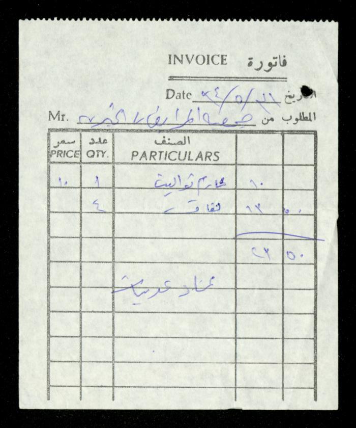 A File of Food Bills, al-Murabitat Charitable Society, Qalqilya, 1994