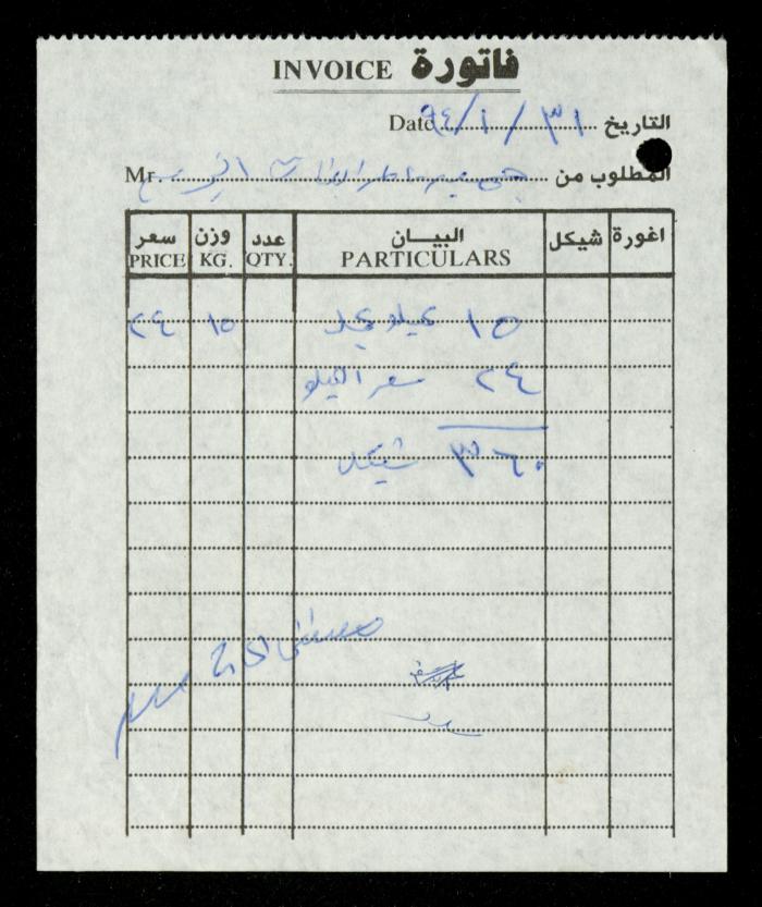 A File of Food Bills, al-Murabitat Charitable Society, Qalqilya, 1994