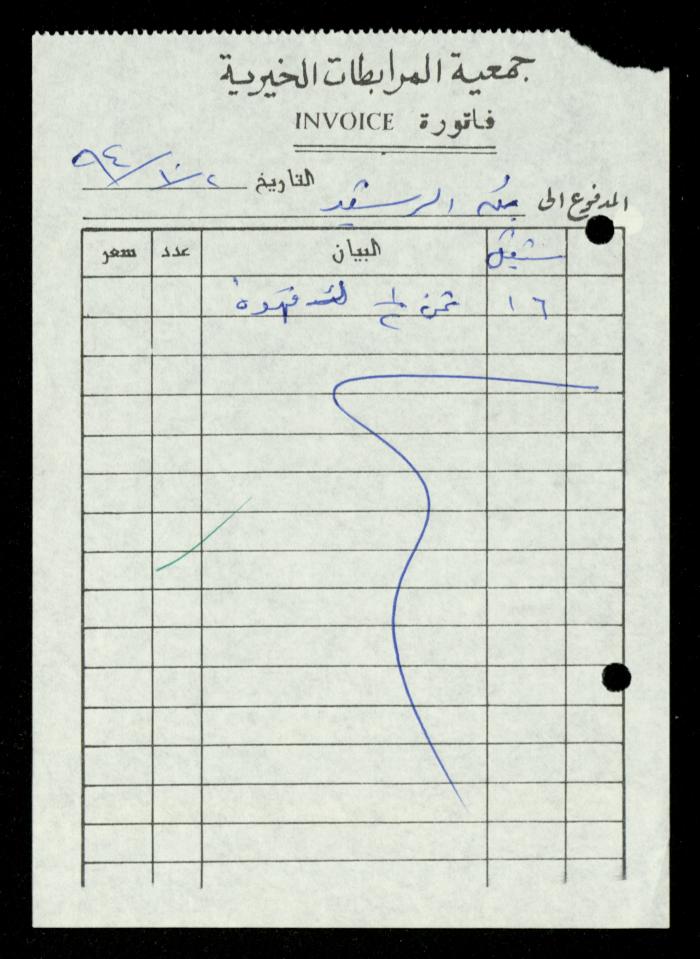 A File of Food Bills, al-Murabitat Charitable Society, Qalqilya, 1994