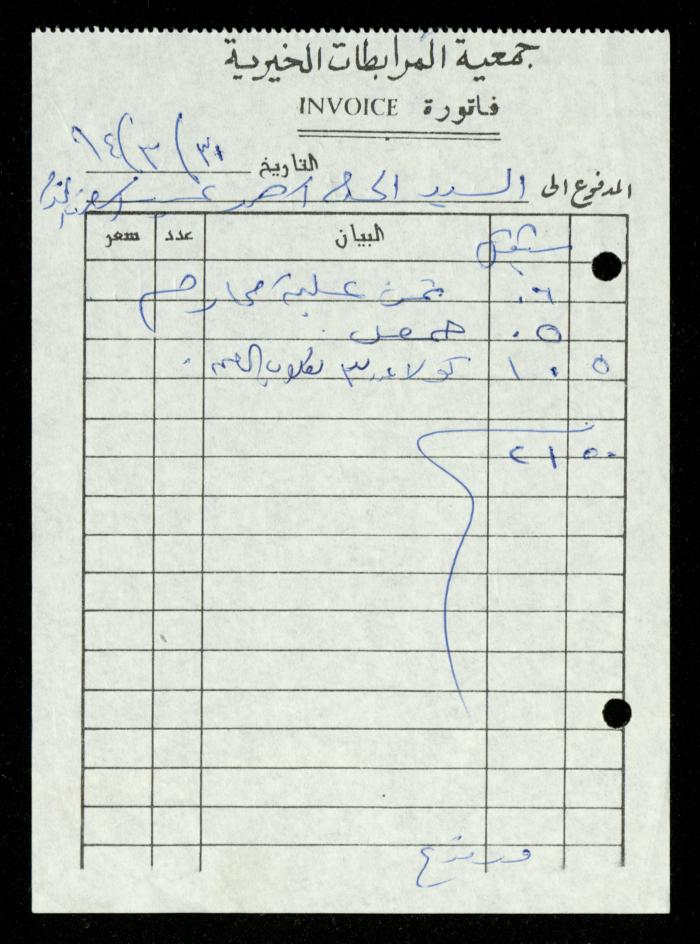 A File of Food Bills, al-Murabitat Charitable Society, Qalqilya, 1994