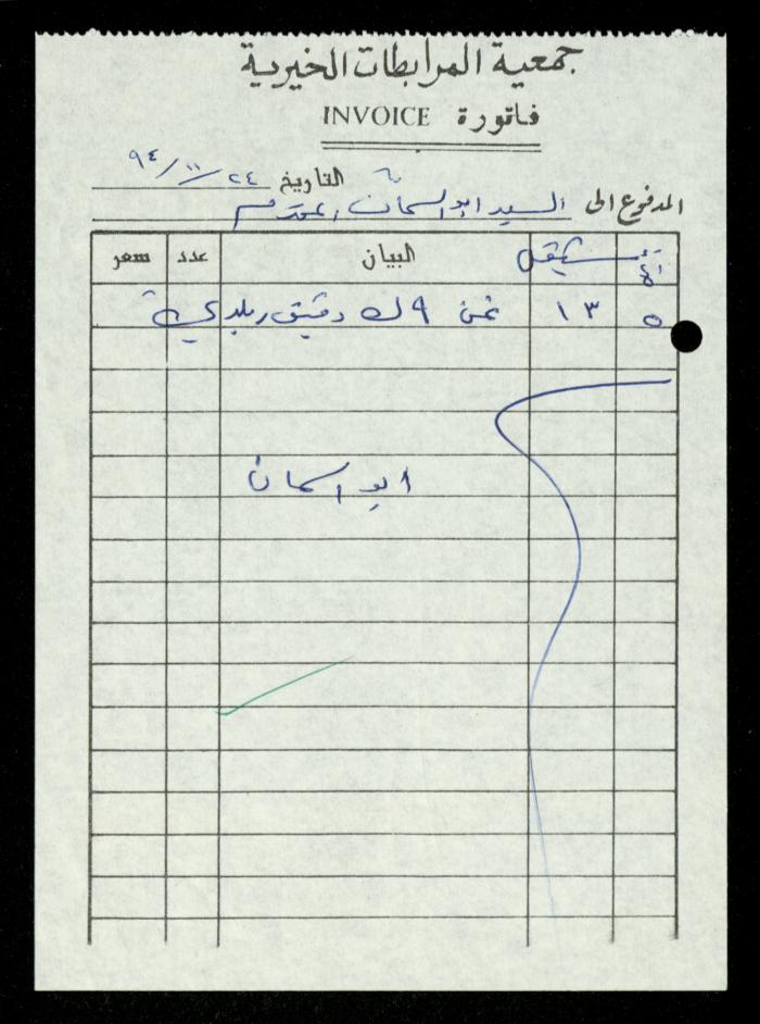 A File of Food Bills, al-Murabitat Charitable Society, Qalqilya, 1994