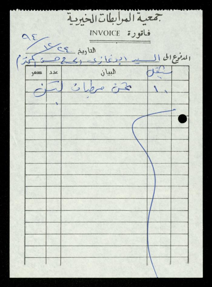 A File of Food Bills, al-Murabitat Charitable Society, Qalqilya, 1994