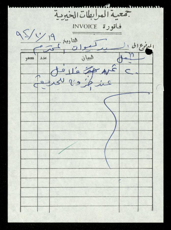 A File of Food Bills, al-Murabitat Charitable Society, Qalqilya, 1994