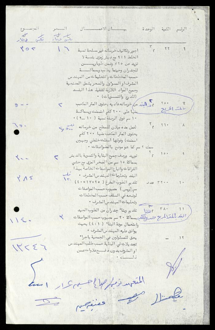Construction Agreements File, al-Murabitat Charitable Society, Qalqilya, 1978-1979