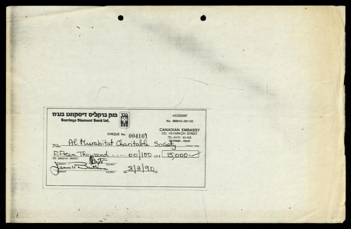The File of the Canadian Embassy, al-Murabitat Charitable Society, 1989-1992