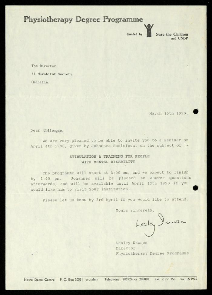 The File of the UNDP, al-Murabitat Charitable Society, 1990-1992