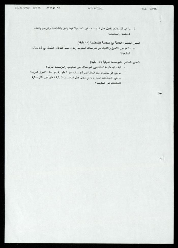 Correspondence File of al-Murabitat Charitable Society, Qalqilya, 1991-2008