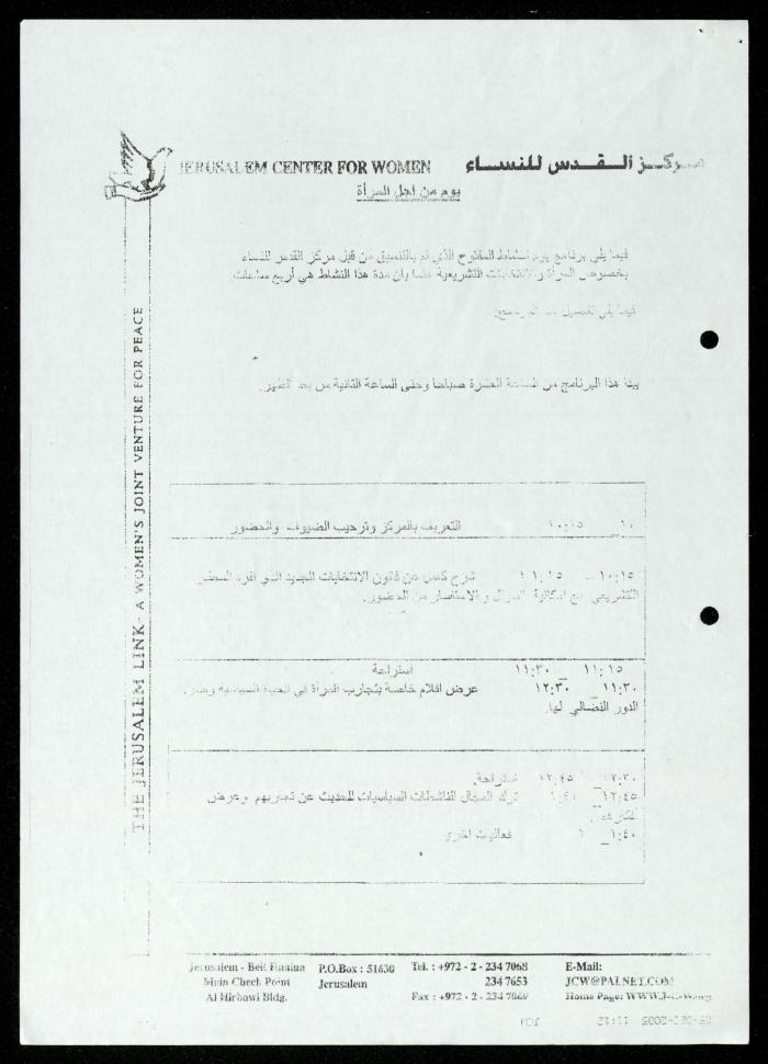 Correspondence File of al-Murabitat Charitable Society, Qalqilya, 1991-2008