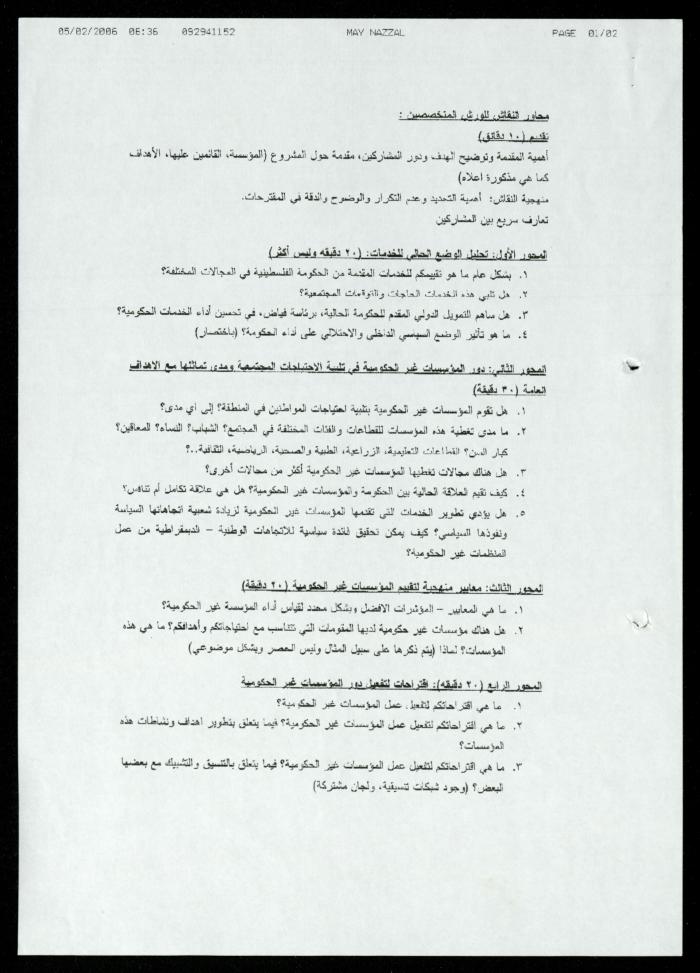 Correspondence File of al-Murabitat Charitable Society, Qalqilya, 1991-2008
