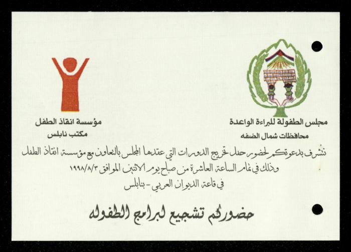 Correspondence File of al-Murabitat Charitable Society, Qalqilya, 1991-2008