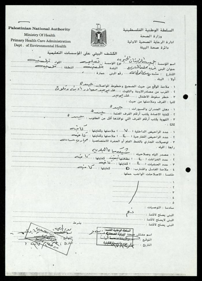 Correspondence File of al-Murabitat Charitable Society, Qalqilya, 1991-2008