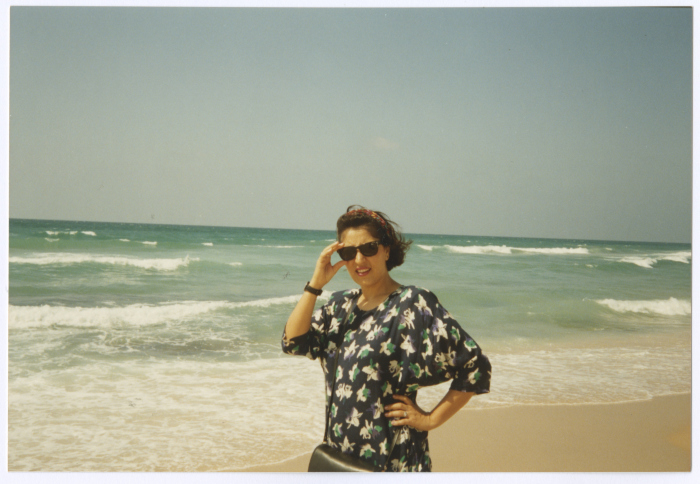 Amal al-Qasim at the Beach, Rafah, the 1990s 