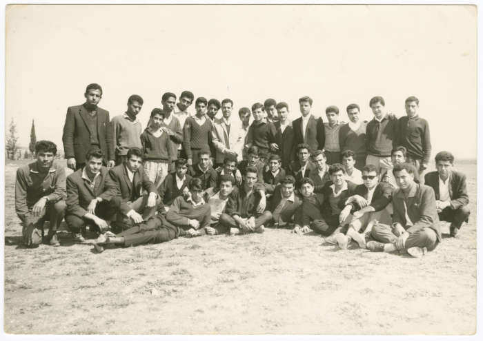 Omar al-Qasim with His Secondary 2nd-Grade Students at Jenin Secondary School, 1967