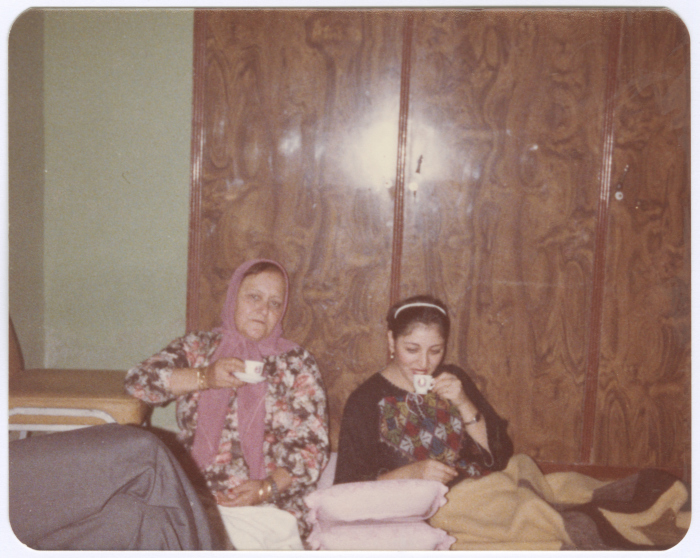Fatima al-Qasim and Amal al-Qasim Drinking Coffee, Jerusalem, the 1980s 
