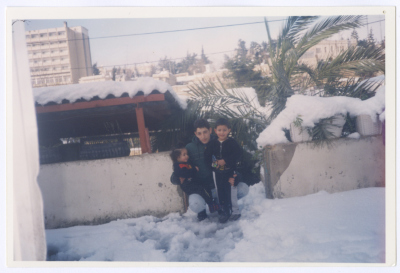 Abu Hasna Family Children Playing in the Snow, Jerusalem, 2000