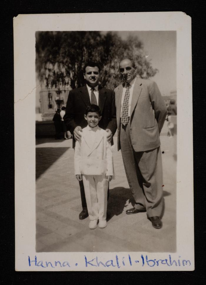 Hanna Ibrahim with a Man and Child, a Postcard