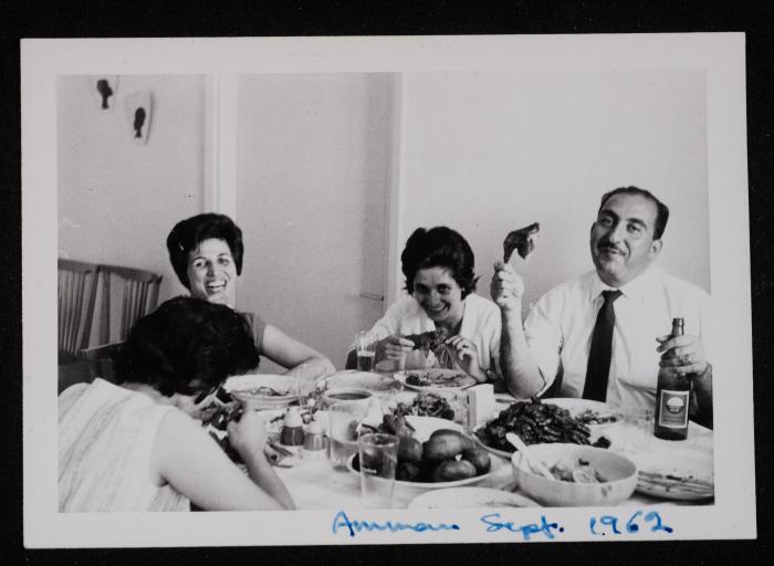Nuha Batshoun and Family Dining, Amman, 1962
