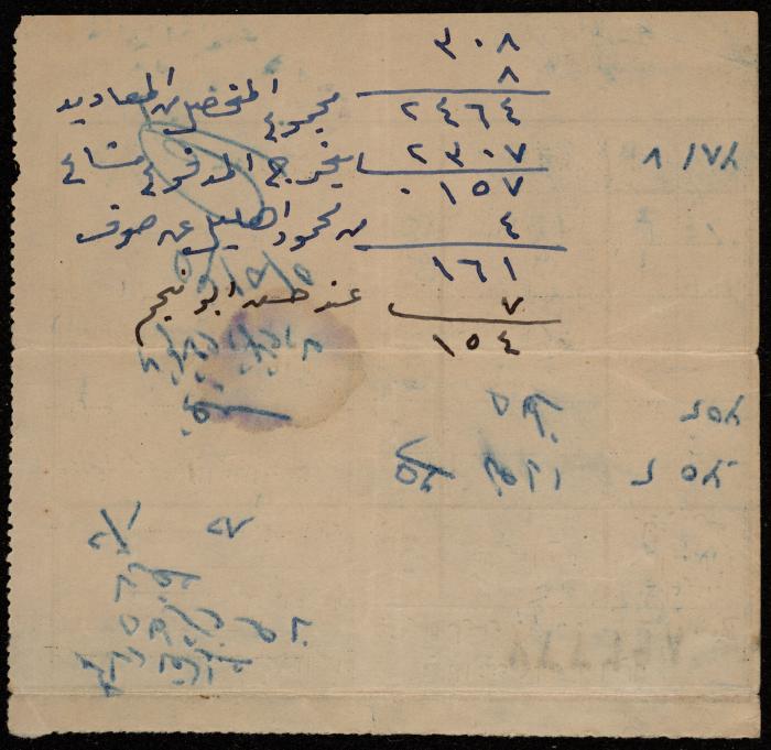 وصل قبض ضرائب لعبد القادر ناصر وشركاه، 5 أيلول 1953