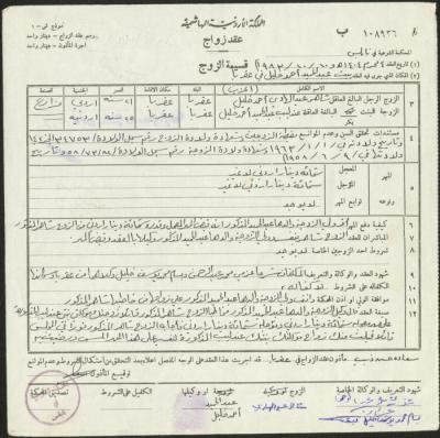 The Marriage Contract of Andaleeb Khalil and Shaher Khalil, Aqraba, 10 October 1983