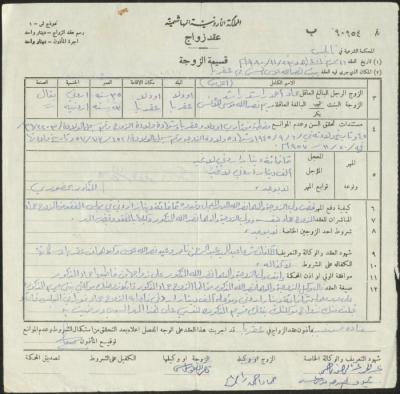 The Marriage Contract of Mariam al-Anas and Hammad Rashed, Aqraba, 23 November 1980