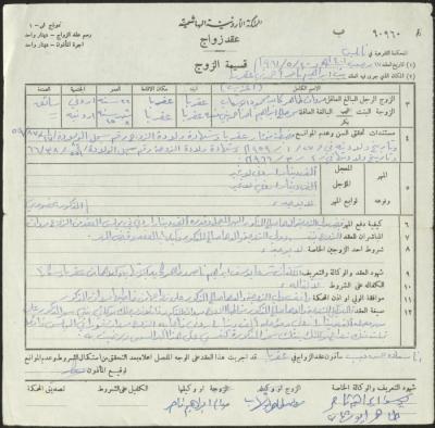 The Marriage Contract of Sahar Bani Maneyya and Marwan abu Shehab, Aqraba, 20 May 1981