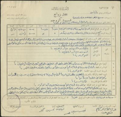 The Marriage Contract of Aysha Hamad and Qadri Salam, Aqraba, 8 August 1966