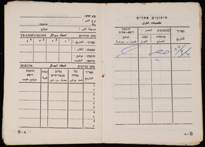 دفتر تطعيمات لعبد الرحمن ديريه، عقربا، 1986