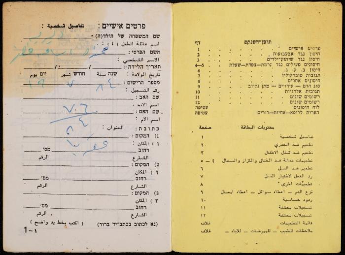 دفتر تطعيمات لحمزة ديريه، عقربا، 1984
