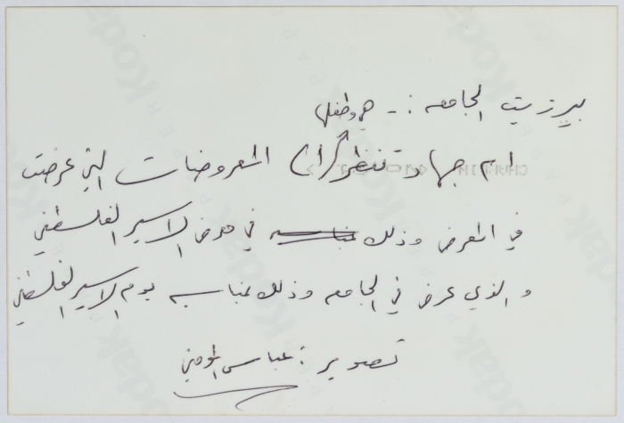 انتصار الوزير وطفلها نضال في معرض الأسير الفلسطيني، بيرزيت، تسعينيات القرن العشرين