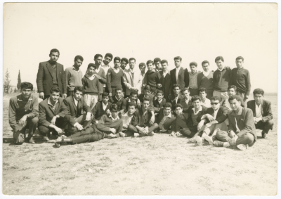 Omar al-Qasim with His Secondary 2nd-Grade Students at Jenin Secondary School, 1967