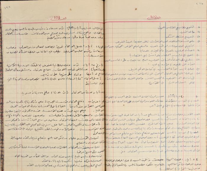  محاضر اجتماع الهيئة الإدارية لجمعية الاتحاد النسائي العربي، نابلس، 1945 - 1953