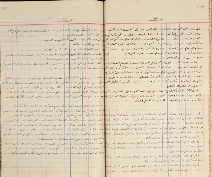  محاضر اجتماع الهيئة الإدارية لجمعية الاتحاد النسائي العربي، نابلس، 1945 - 1953