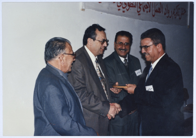 Amin al-Khatib Awards the Jerusalemite Engineer Hasan al-Qayq 