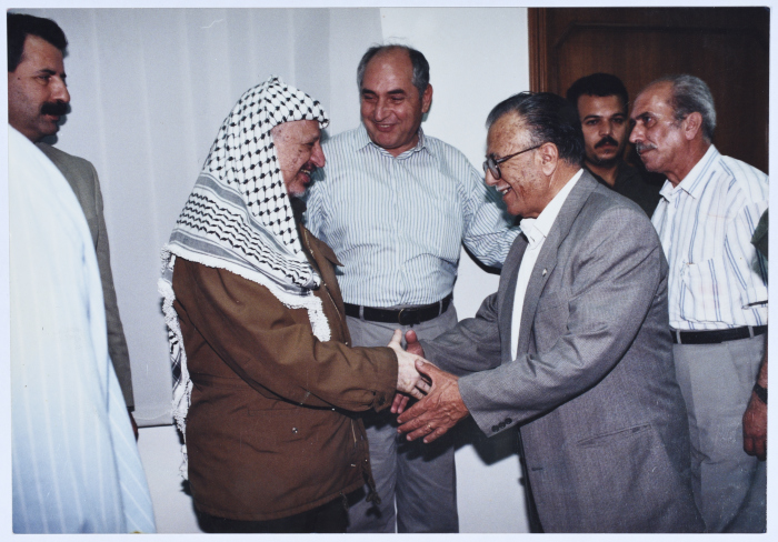 President Yassir Arafat Welcomes Amin al-Khatib at the President Office